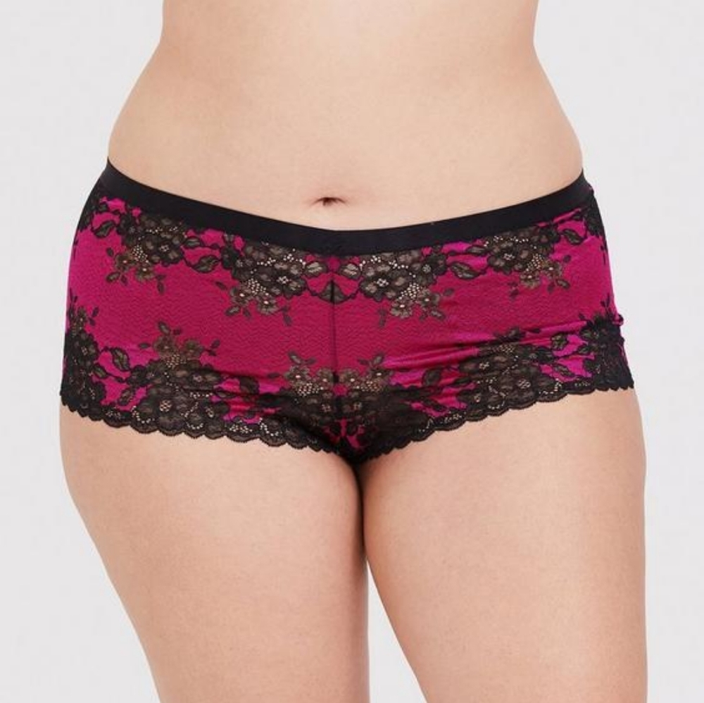 Torrid Two Tone Lace Mid-Rise Cheeky Mini Lattice Back Panty